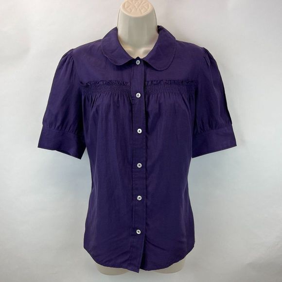 Lucky Brand Womens Sz S Purple Silk Ruched Blouse - Picture 1 of 5